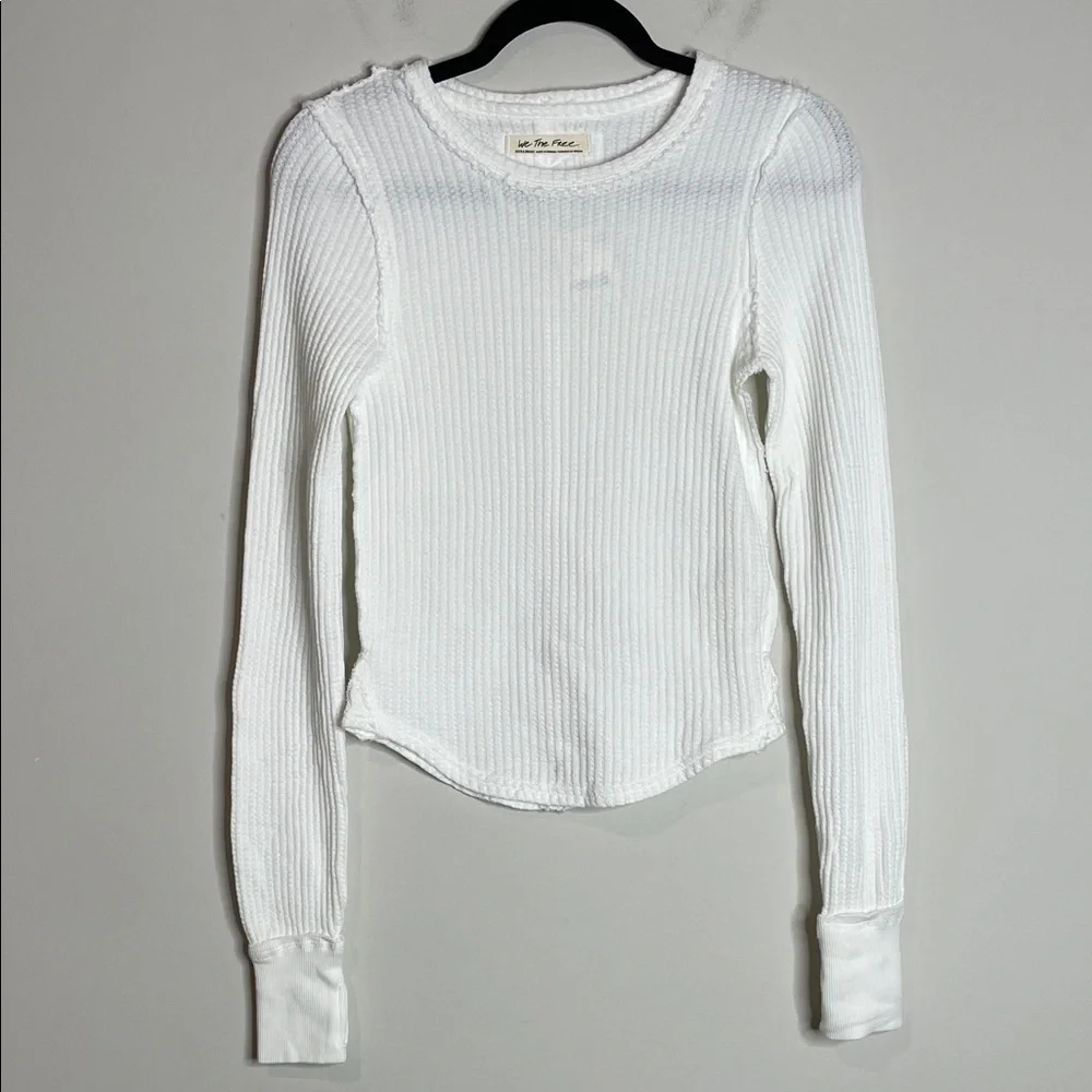 Free People | Women’s White Roll With It Long Sleeve Thermal Top Size XS NWT